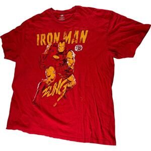 Marvel Comics Ironman Mens T-Shirt Red Yellow 2XL Cotton Short Sleeve Crew Neck